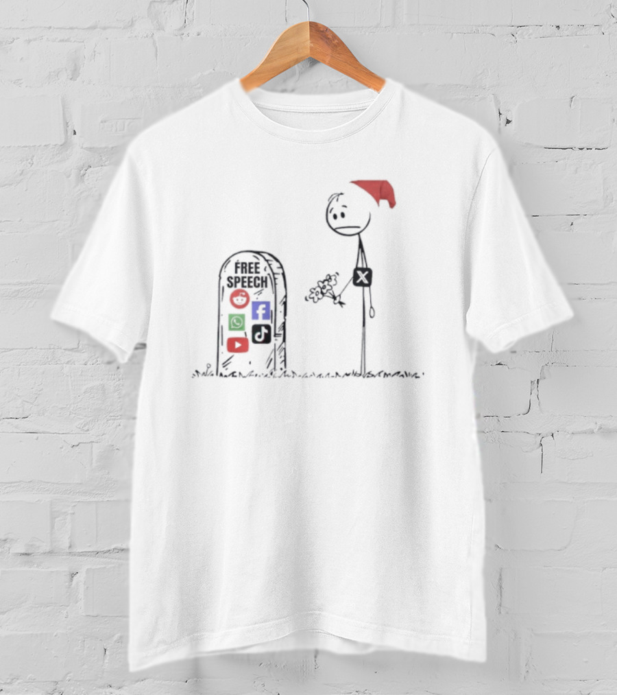 X Free Speech Still Lives Social Media Tombstone Drawing White Background T-Shirt