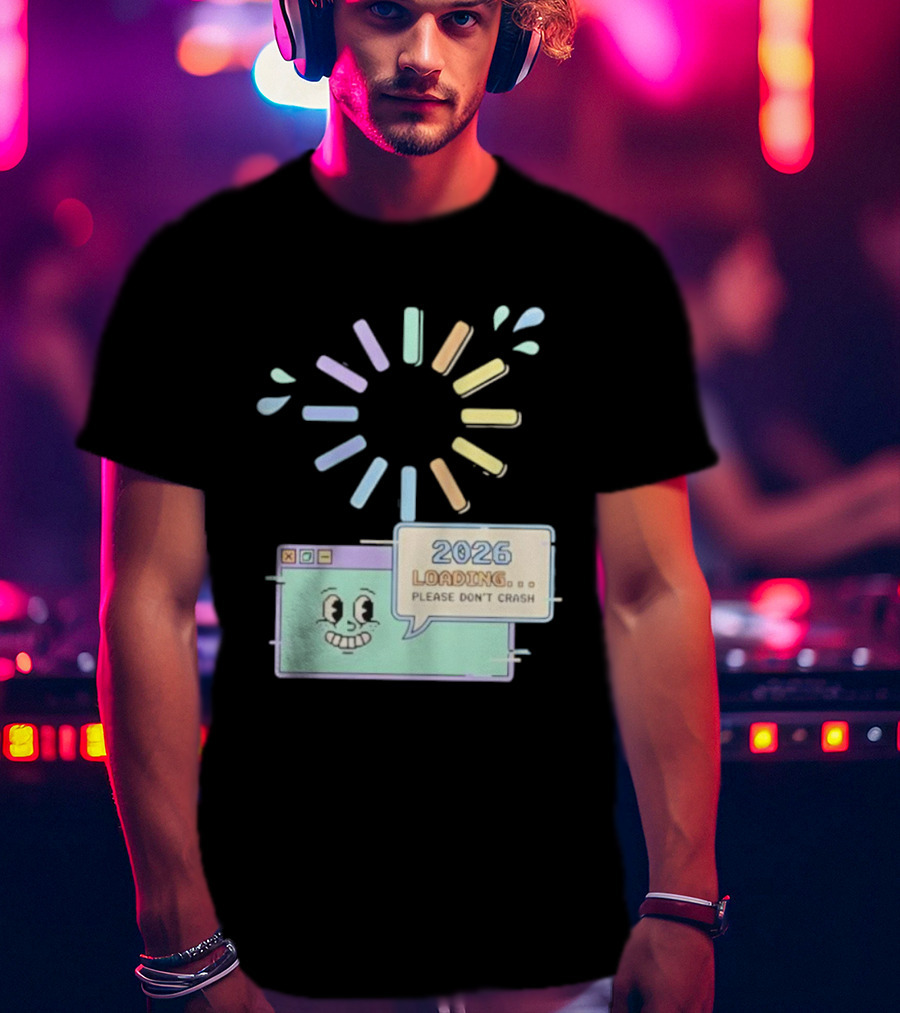 2026 Loading Please Don’t Crash Fun Pixel Art Countdown Graphic T-Shirt