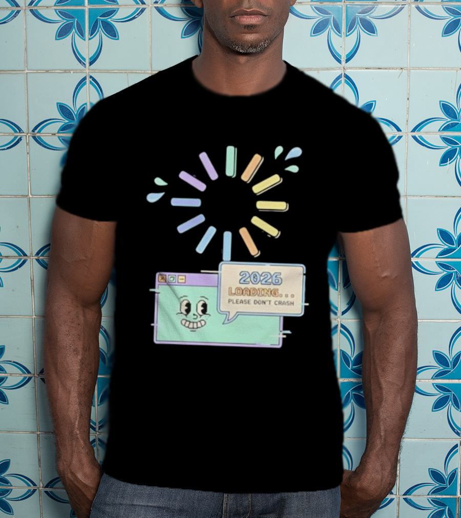 2026 Loading Please Don’t Crash Fun Pixel Art Countdown Graphic T-Shirt