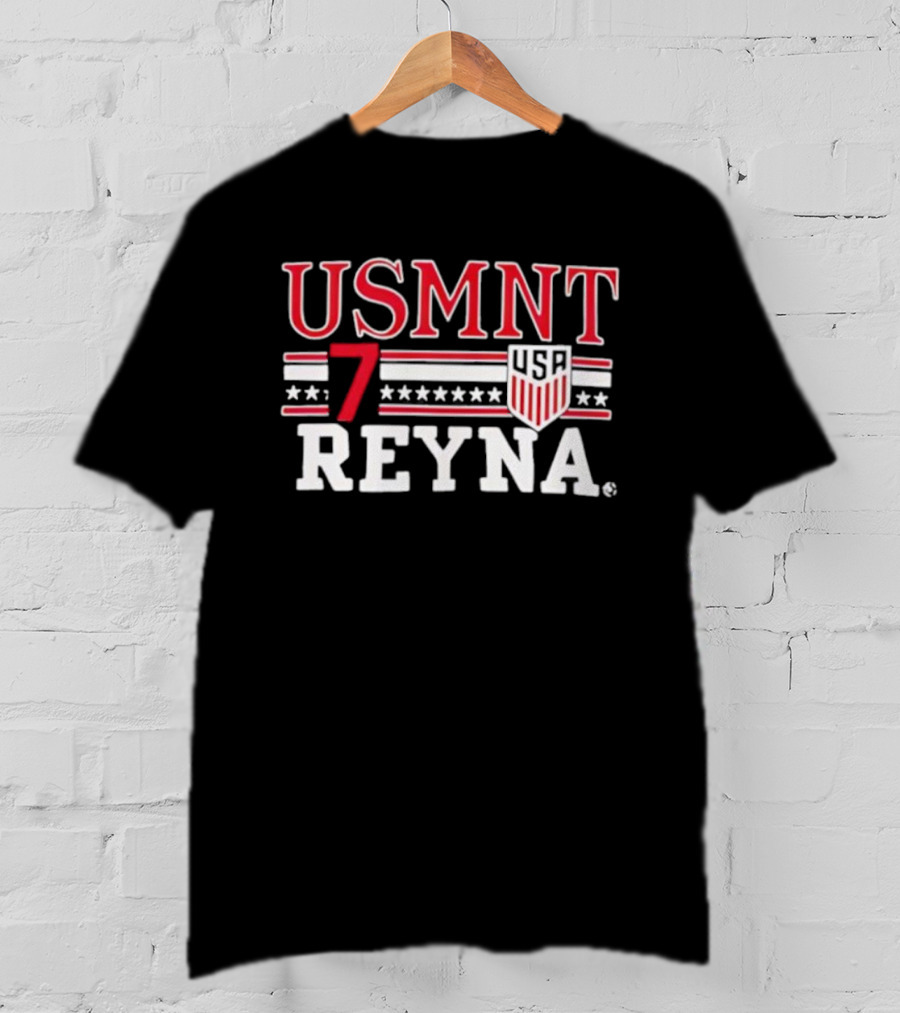 USMNT Reyna 7 USA Soccer Shield And Stars Player Print T-Shirt