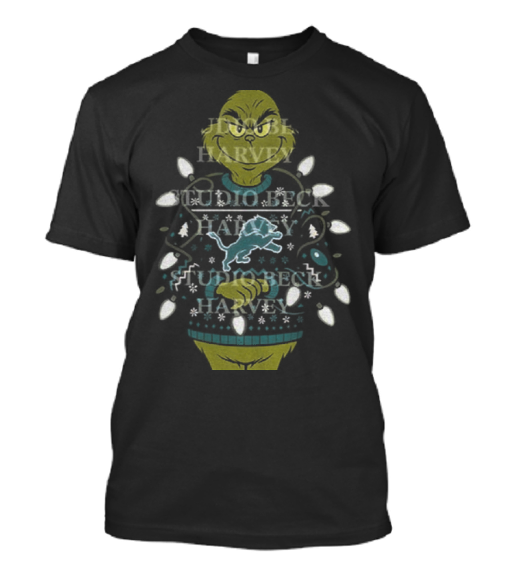 Grinch Santa Detroit Lions Ugly Christmas Sweater 2025 T-Shirt