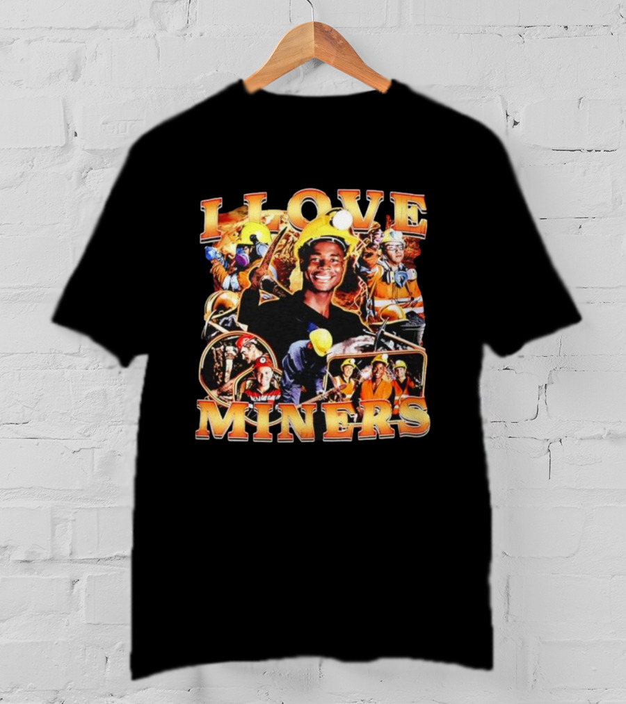 I Love Miners Yellow Helmet Smiling Workers T-Shirt