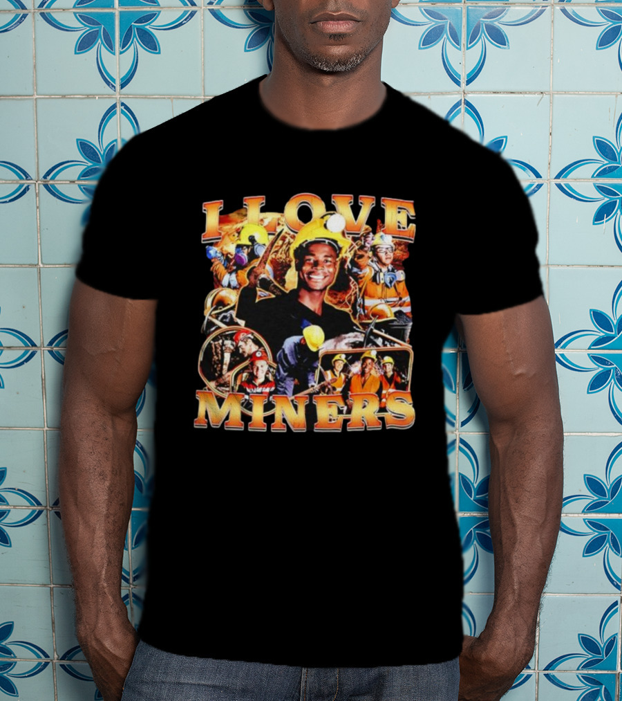 I Love Miners Yellow Helmet Smiling Workers T-Shirt