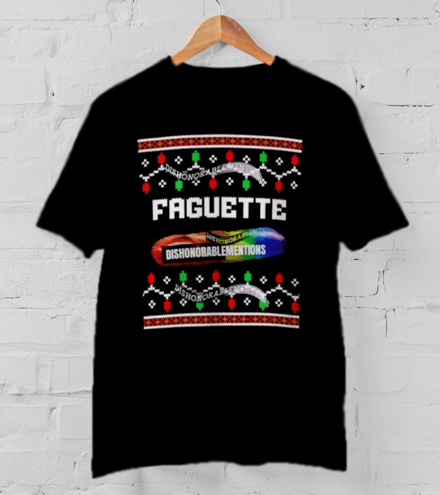 Faguette Ugly Christmas Gay LGBT Holiday Lights Colorful Rainbow T-Shirt