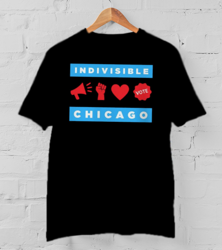 Indivisible Megaphone Heart Vote Chicago T-Shirt