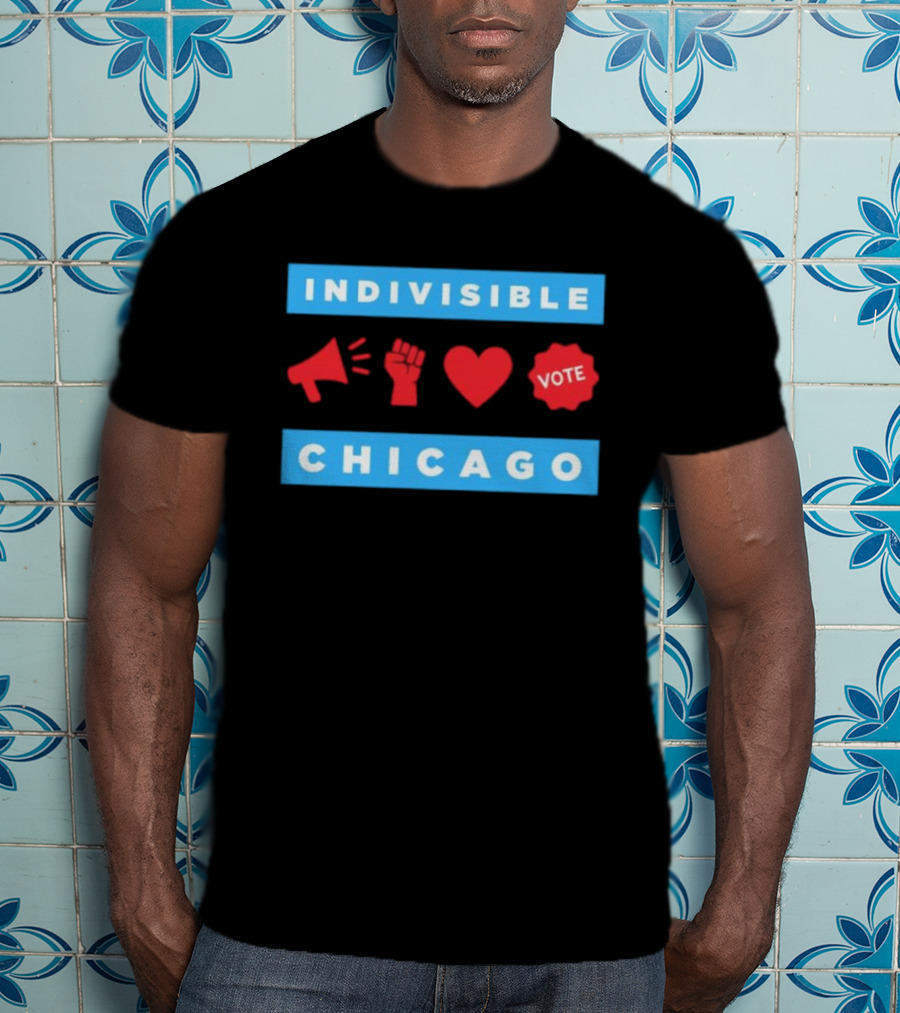 Indivisible Megaphone Heart Vote Chicago T-Shirt