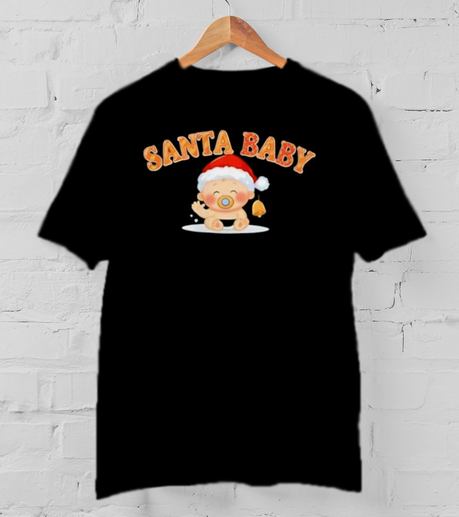 Santa Baby Holiday Infant With Santa Hat And Bell T-Shirt