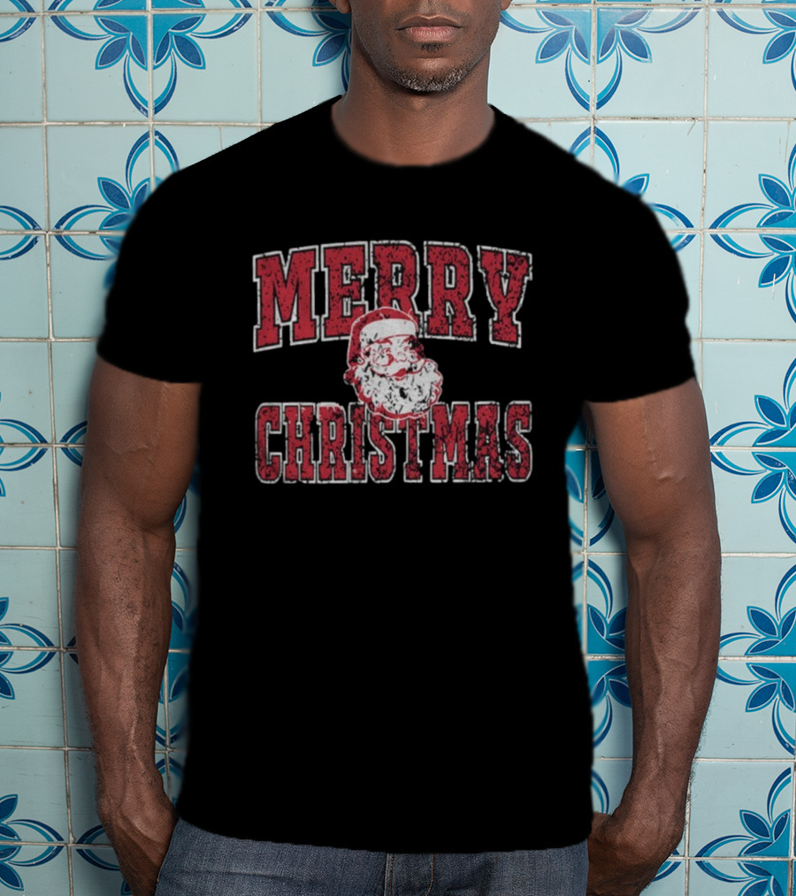 Merry Christmas Santa Claus Big Face Festive Holiday T-Shirt