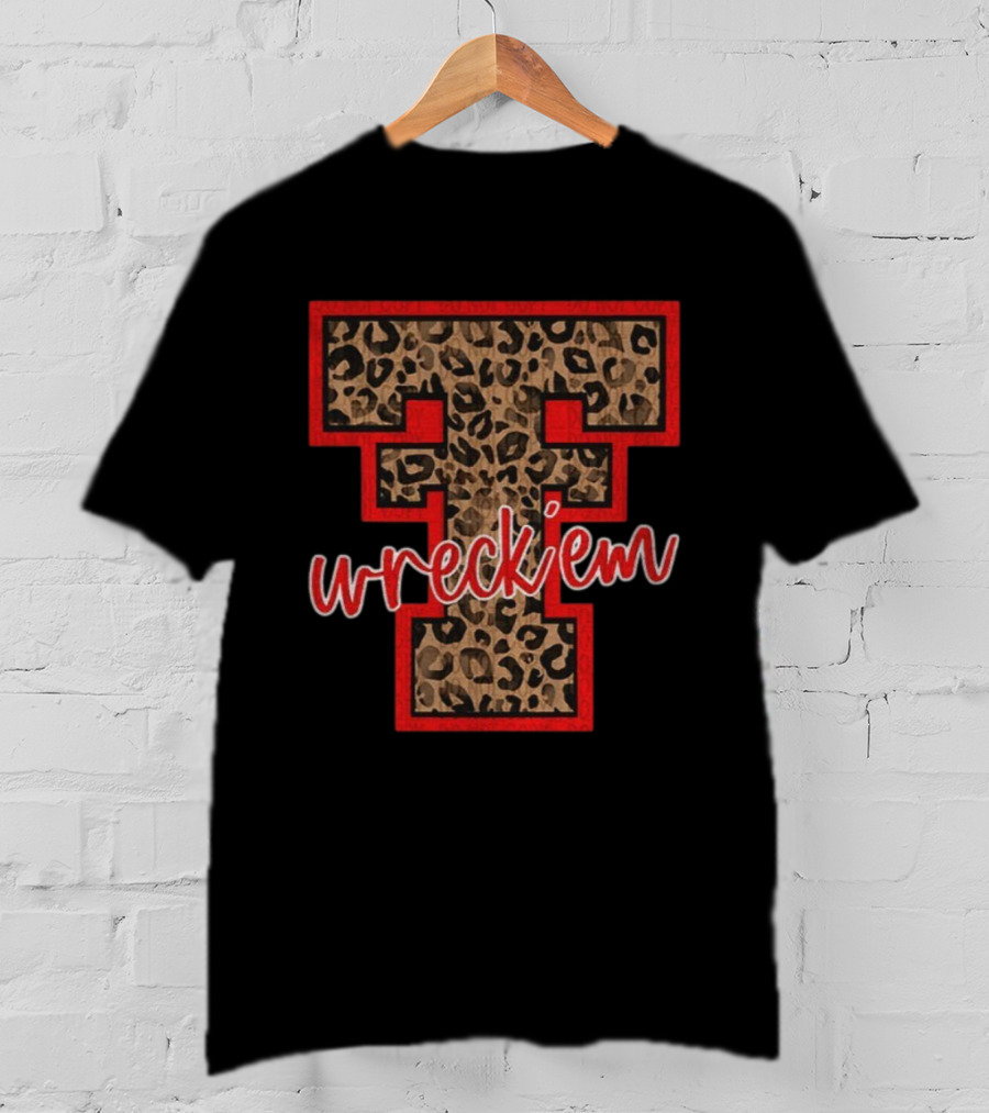 Texas Tech Red Raiders Leopard Print Wreck 'Em 2025 Game Day T-Shirt