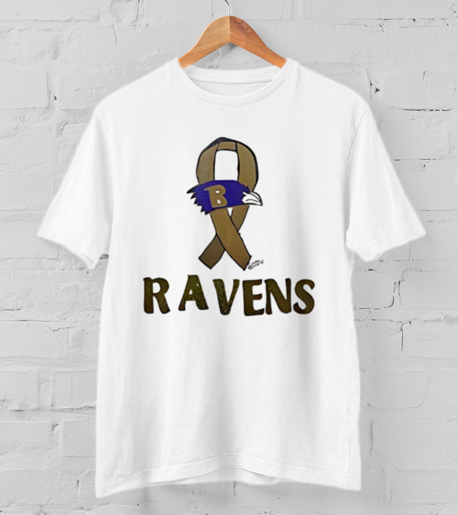 Baltimore Ravens Ribbon B Logo Fan Apparel Ravens NFL Team T-Shirt