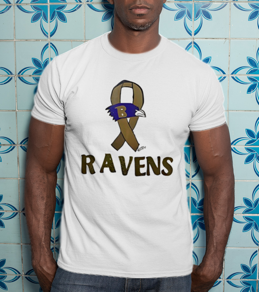 Baltimore Ravens Ribbon B Logo Fan Apparel Ravens NFL Team T-Shirt