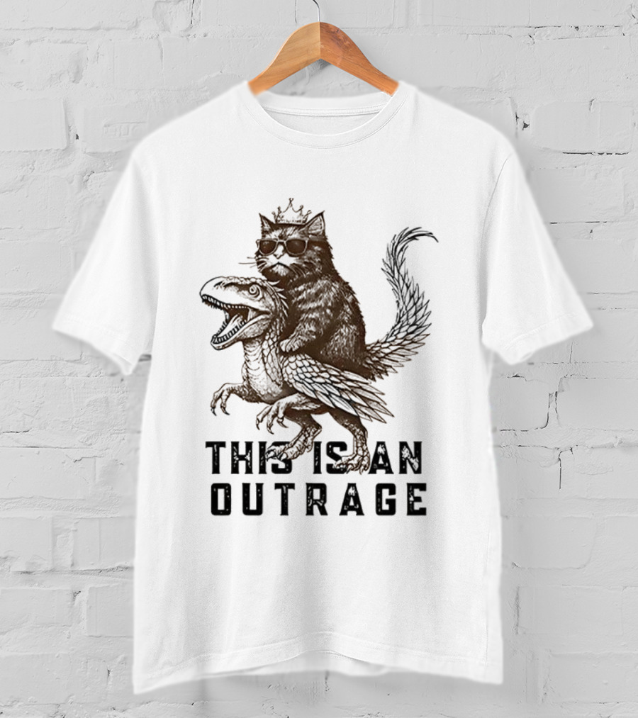 Dungeon Crawler Carl This Is An Outrage Cat Riding Dinosaur T-Shirt