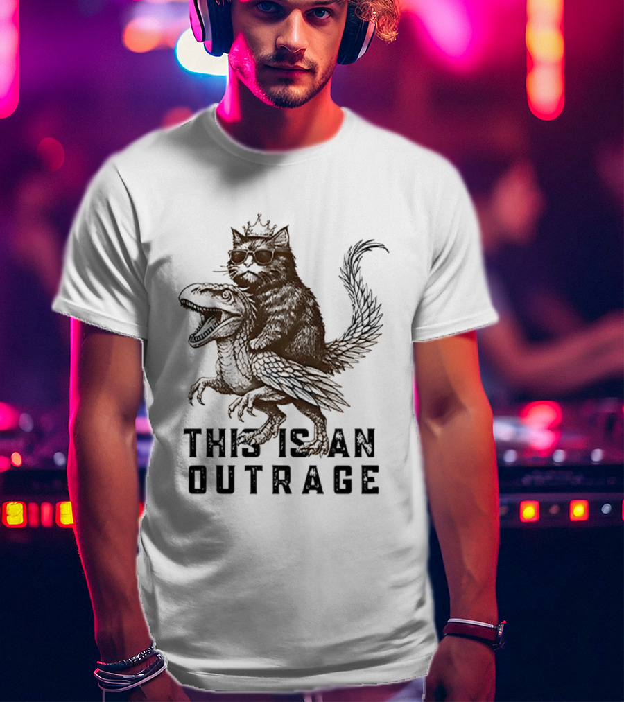 Dungeon Crawler Carl This Is An Outrage Cat Riding Dinosaur T-Shirt