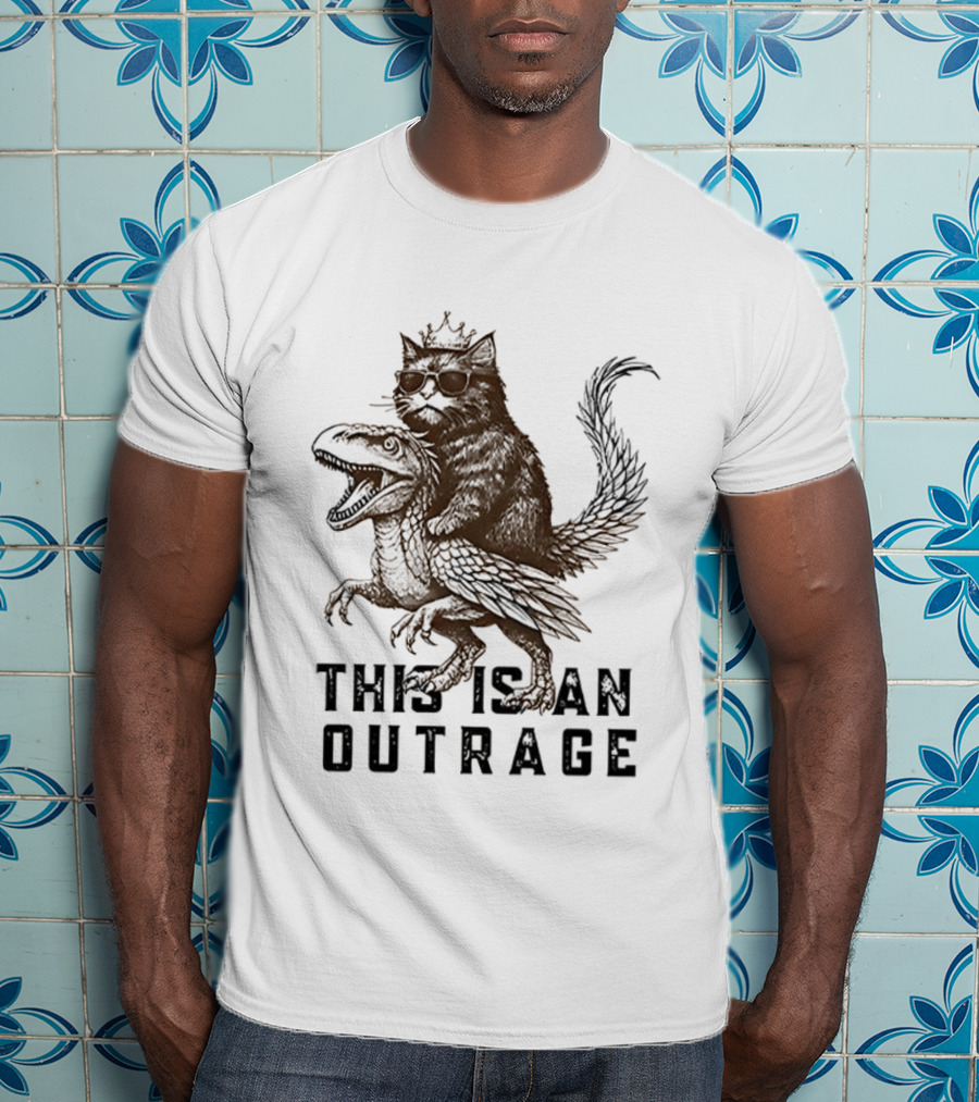 Dungeon Crawler Carl This Is An Outrage Cat Riding Dinosaur T-Shirt