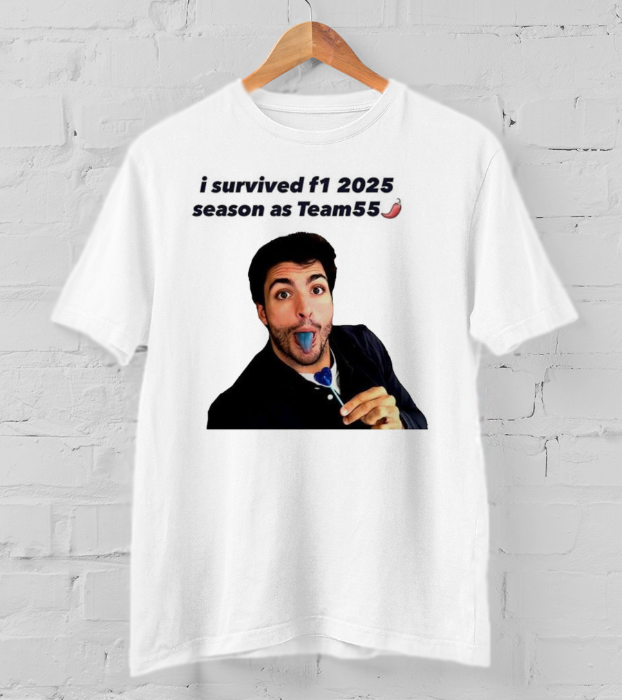 I Survived F1 2025 Season As Team55 Carlos Sainz Blue Tongue Lollipop T-Shirt