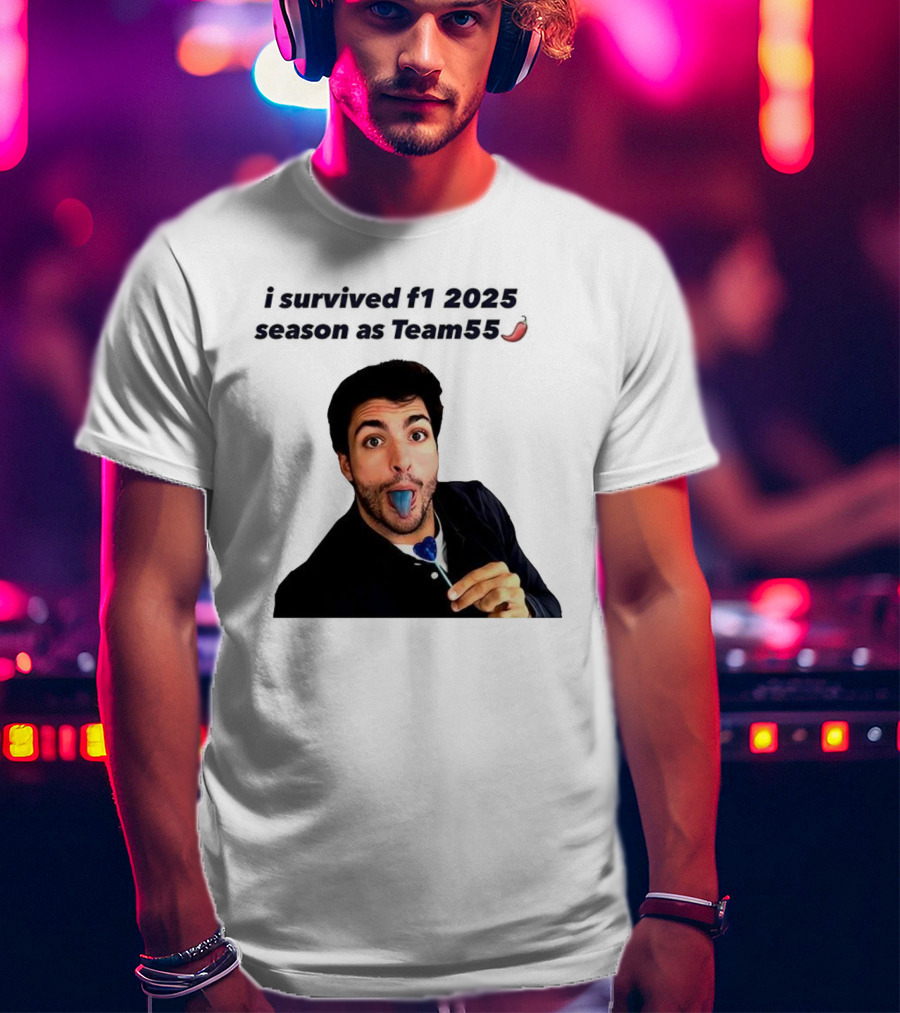 I Survived F1 2025 Season As Team55 Carlos Sainz Blue Tongue Lollipop T-Shirt