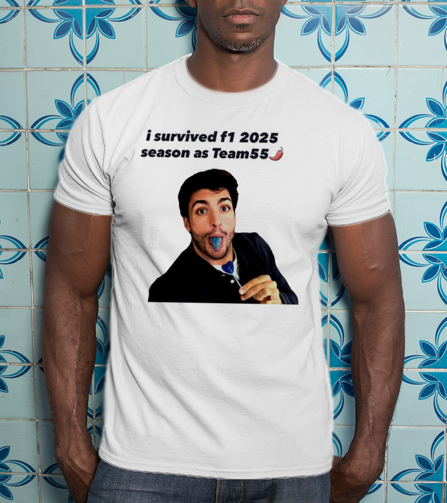 I Survived F1 2025 Season As Team55 Carlos Sainz Blue Tongue Lollipop T-Shirt