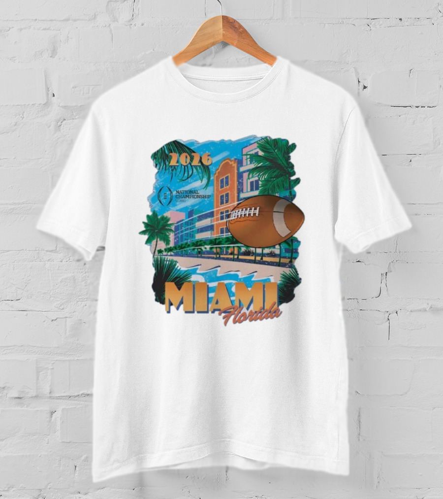 College Football Playoff National Championship 2026 Miami Florida Scenic Palm Trees Football T-Shirt