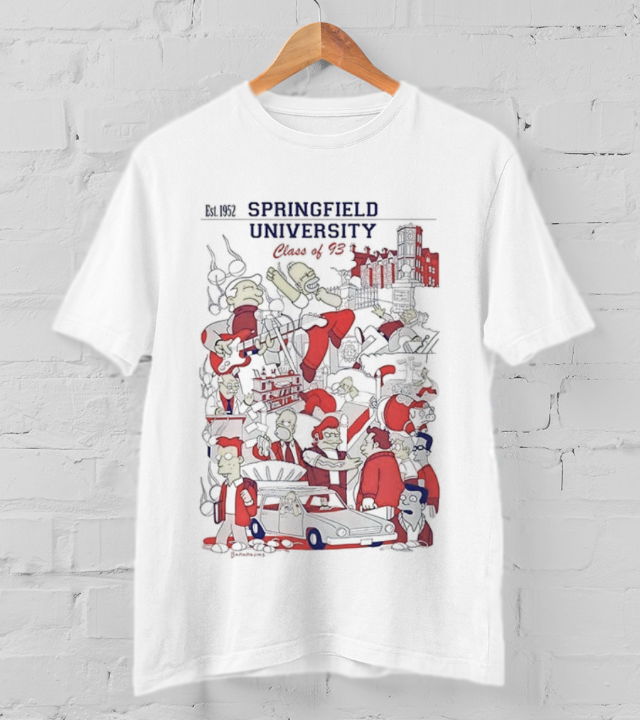 Springfield University Class Of 93 Homer Est 1952 Classic Cartoon Simpsons Characters Retro Style T-Shirt
