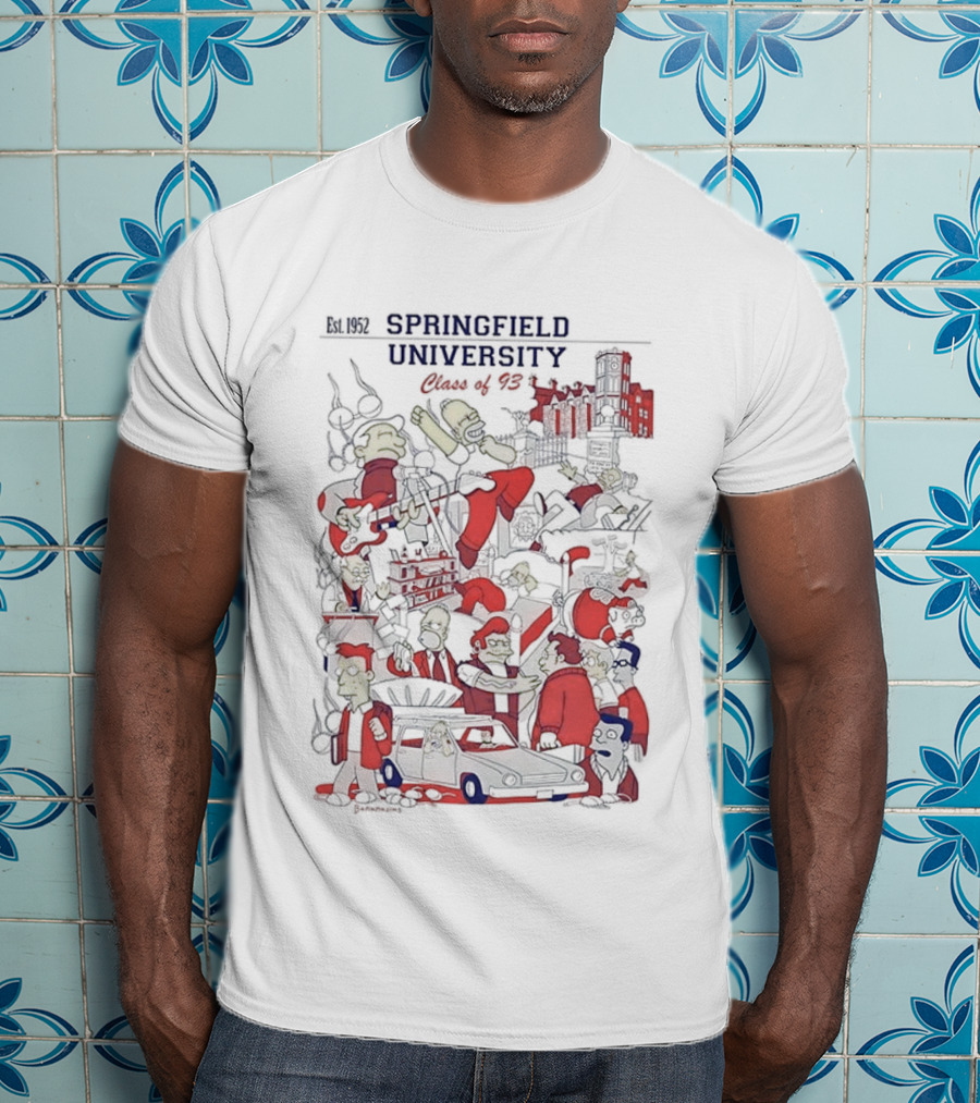 Springfield University Class Of 93 Homer Est 1952 Classic Cartoon Simpsons Characters Retro Style T-Shirt