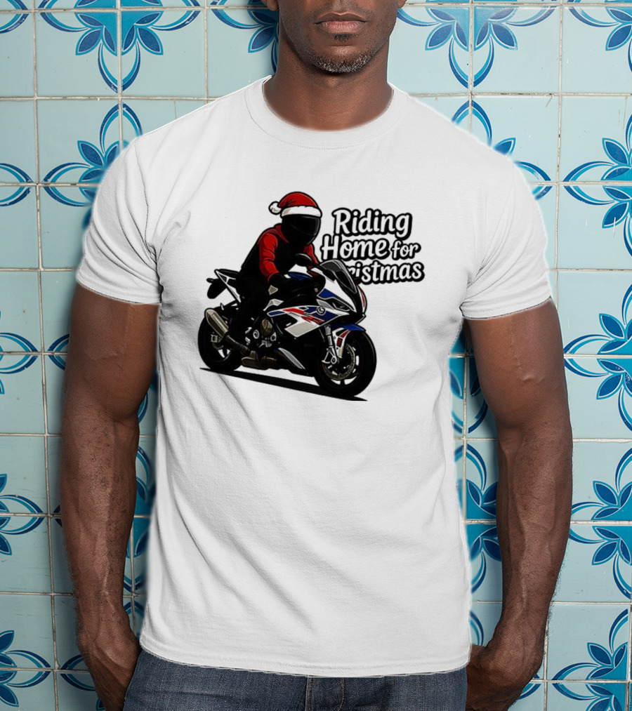 Riding Home For Christmas BMW S1000RR Big Motorbikes T-Shirt