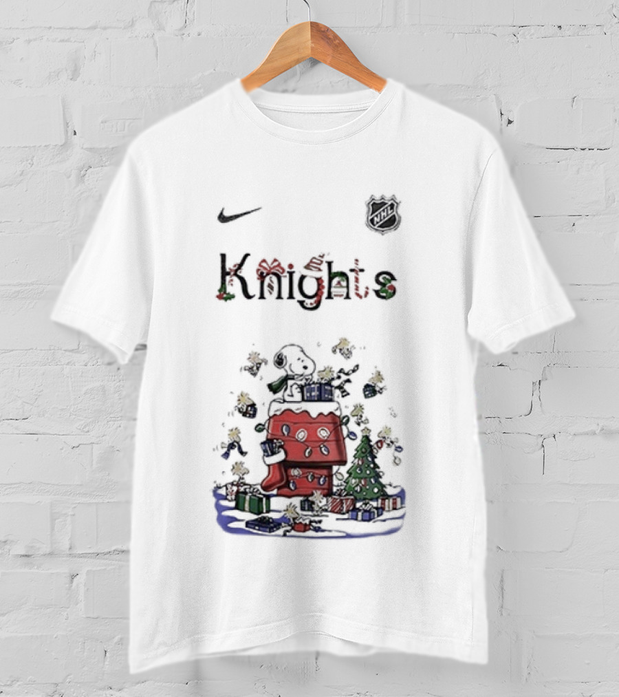 Vegas Golden Knights Peanuts Snoopy Christmas Nike Collaboration T-Shirt