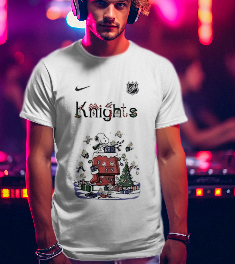 Vegas Golden Knights Peanuts Snoopy Christmas Nike Collaboration T-Shirt