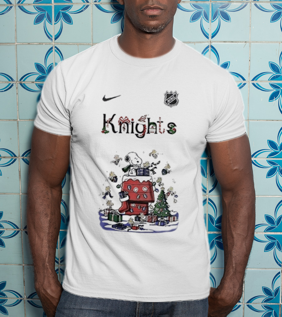 Vegas Golden Knights Peanuts Snoopy Christmas Nike Collaboration T-Shirt