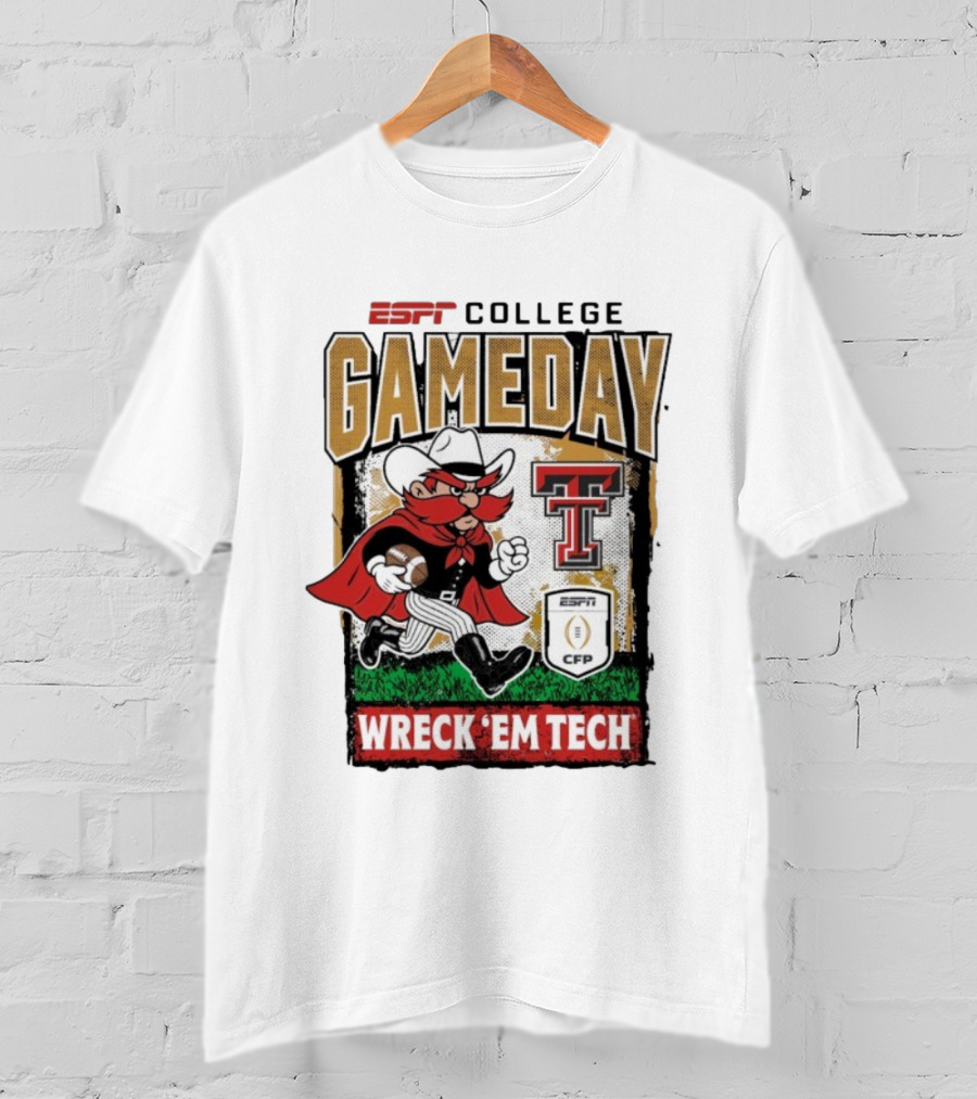 Texas Tech Red Raiders ESPNU College Gameday Wreck 'Em Tech Mascot CFP 2025-2026 T-Shirt