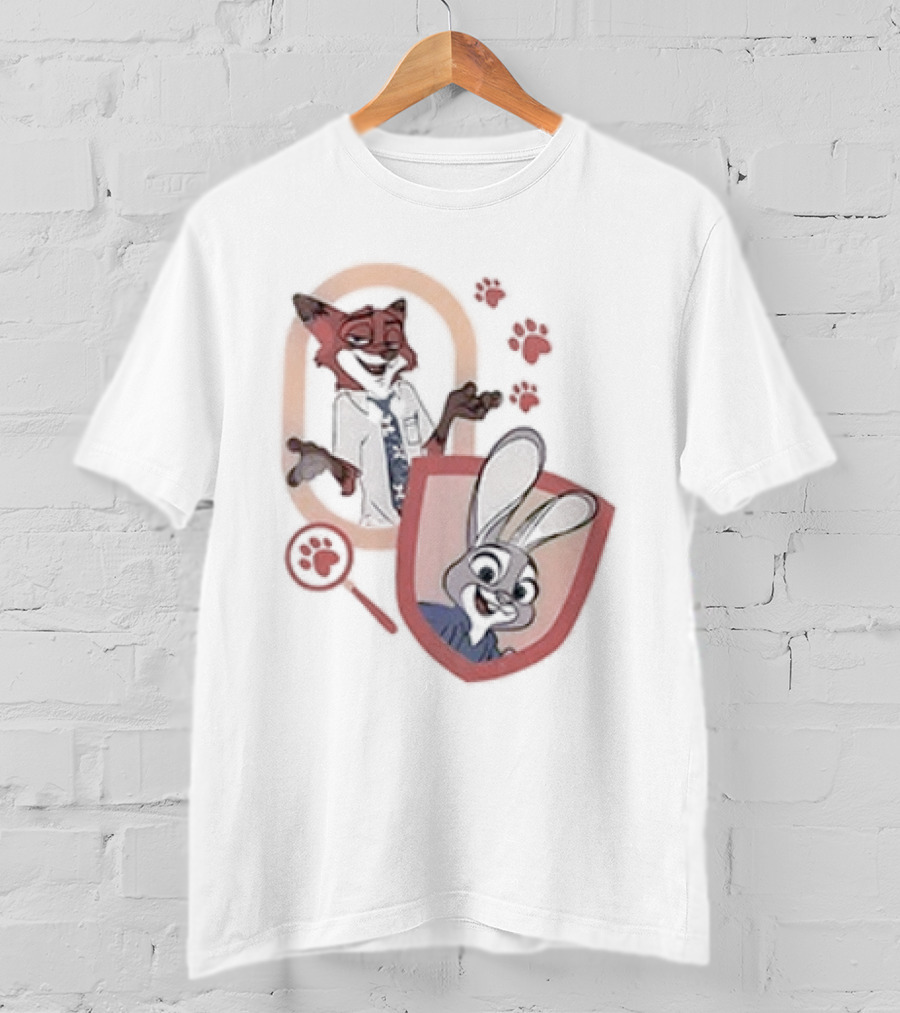 Zootopia 2 Anyone Can Be Anything Cartoon Characters Fox And Bunny Detective Badge T-Shirt