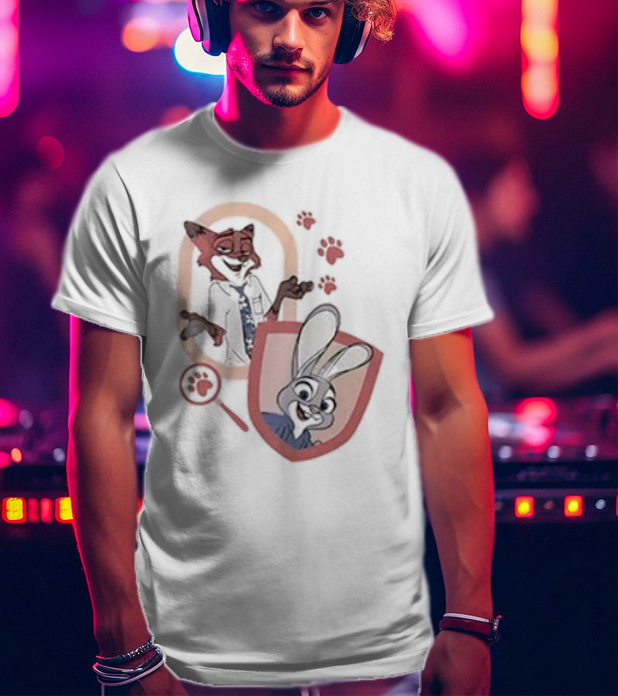 Zootopia 2 Anyone Can Be Anything Cartoon Characters Fox And Bunny Detective Badge T-Shirt