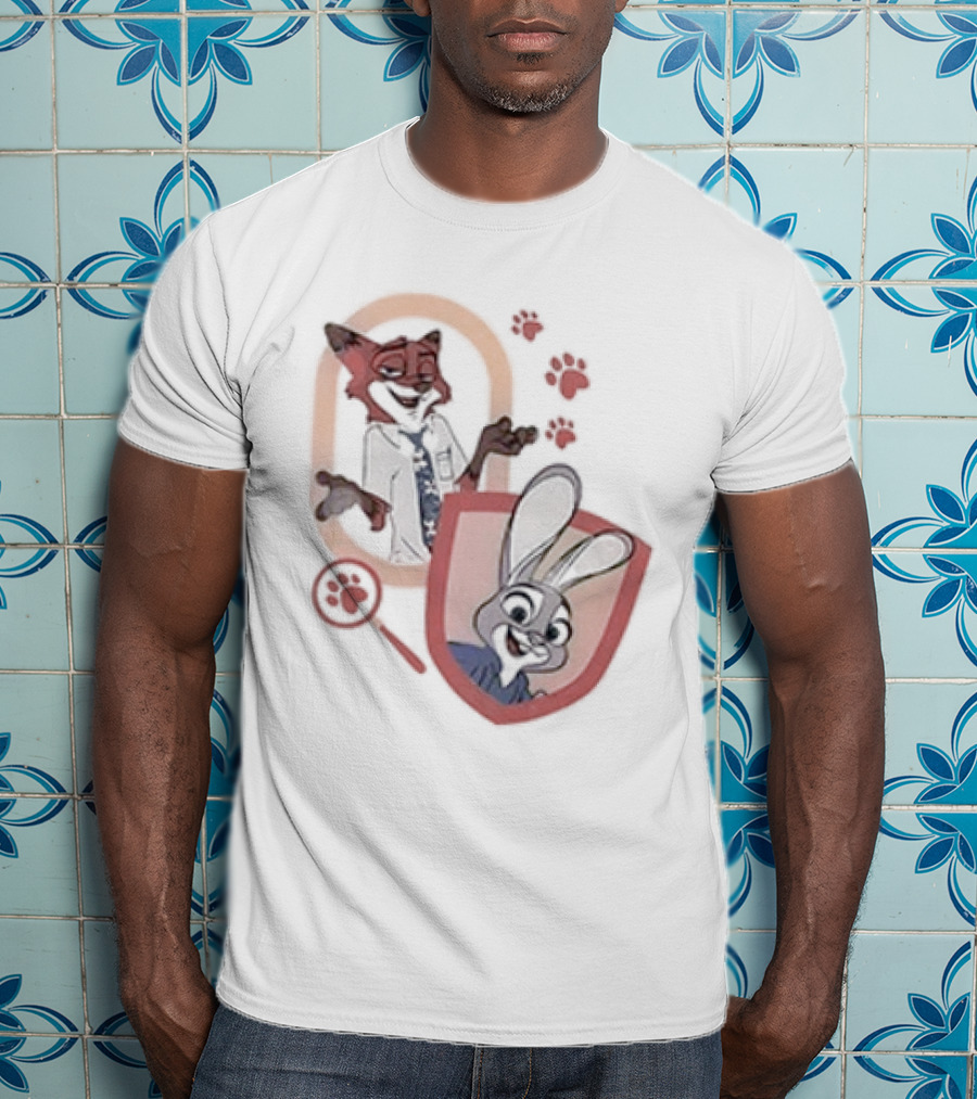 Zootopia 2 Anyone Can Be Anything Cartoon Characters Fox And Bunny Detective Badge T-Shirt