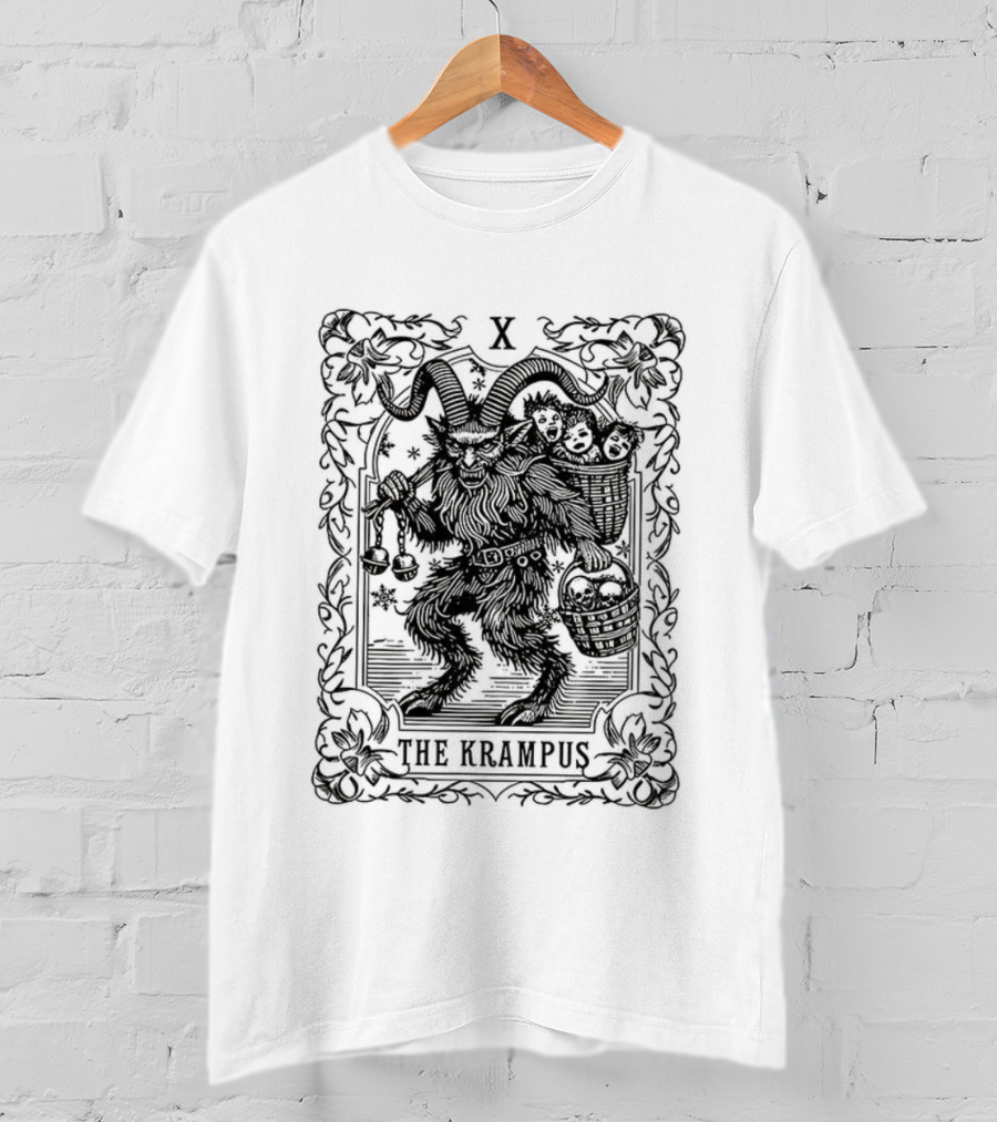 The Krampus Tarot Card X Gothic Occult Christmas Design T-Shirt