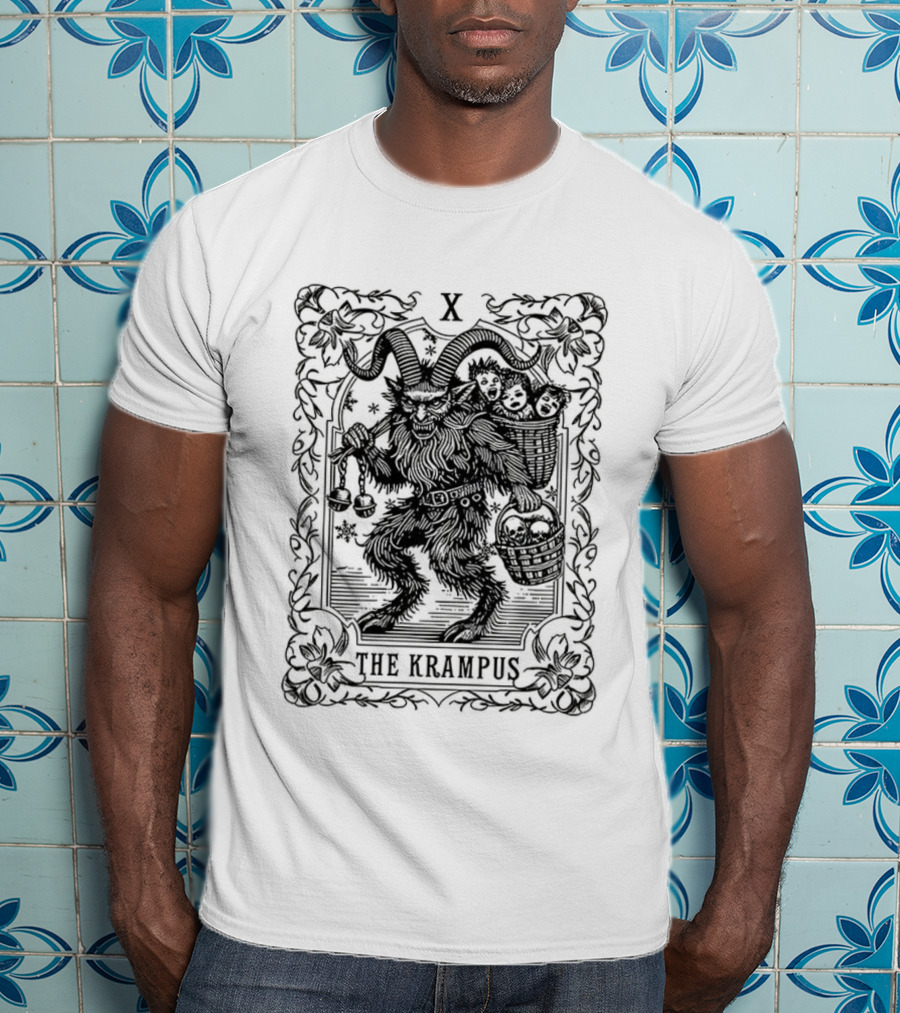 The Krampus Tarot Card X Gothic Occult Christmas Design T-Shirt