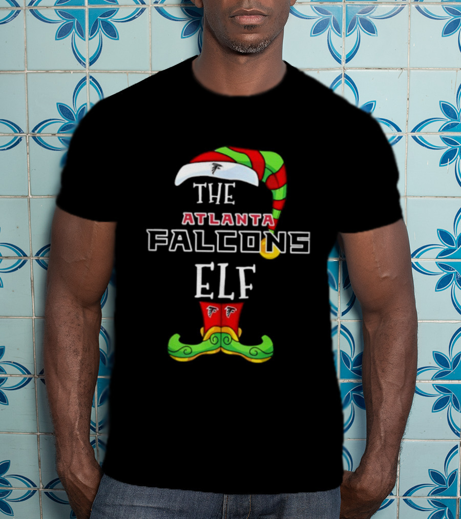 Atlanta Falcons Christmas Elf Hat And Socks With Team Logos T-Shirt