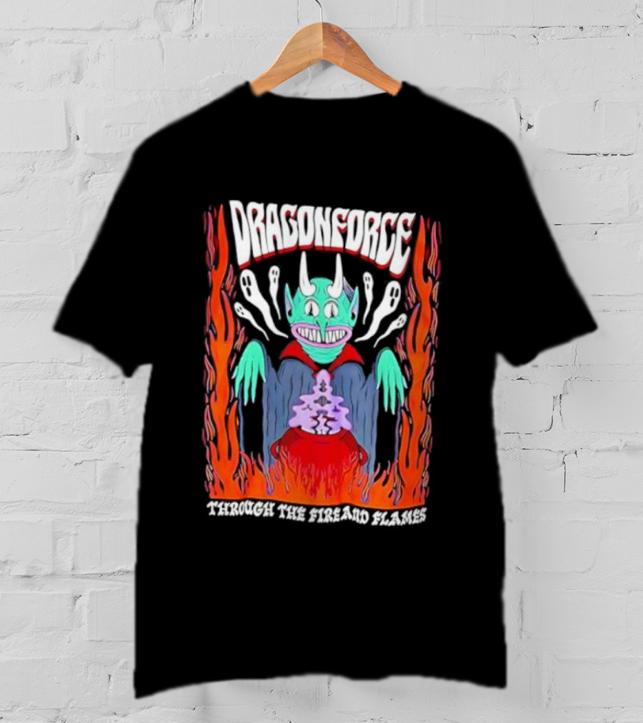 Dragonforce Through The Fire And Flames Goblin Horns Flames T-Shirt