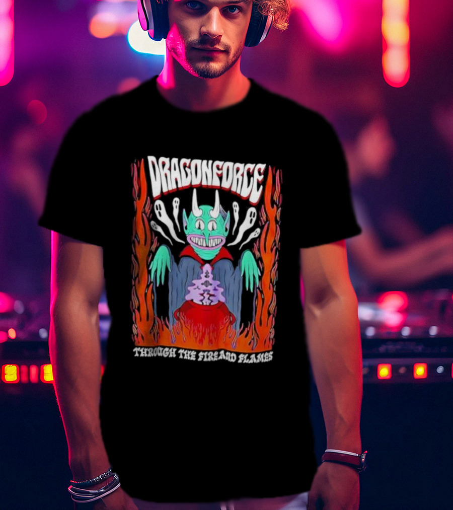 Dragonforce Through The Fire And Flames Goblin Horns Flames T-Shirt