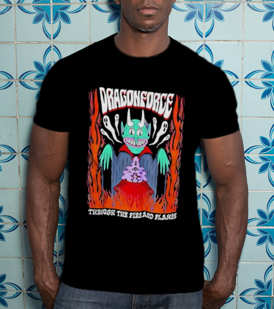 Dragonforce Through The Fire And Flames Goblin Horns Flames T-Shirt