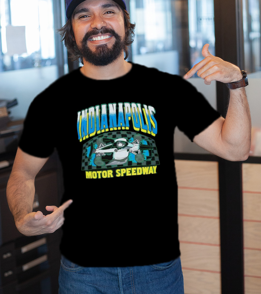 Indianapolis Motor Speedway Racing Car Checkered Flag Motorsports T-Shirt