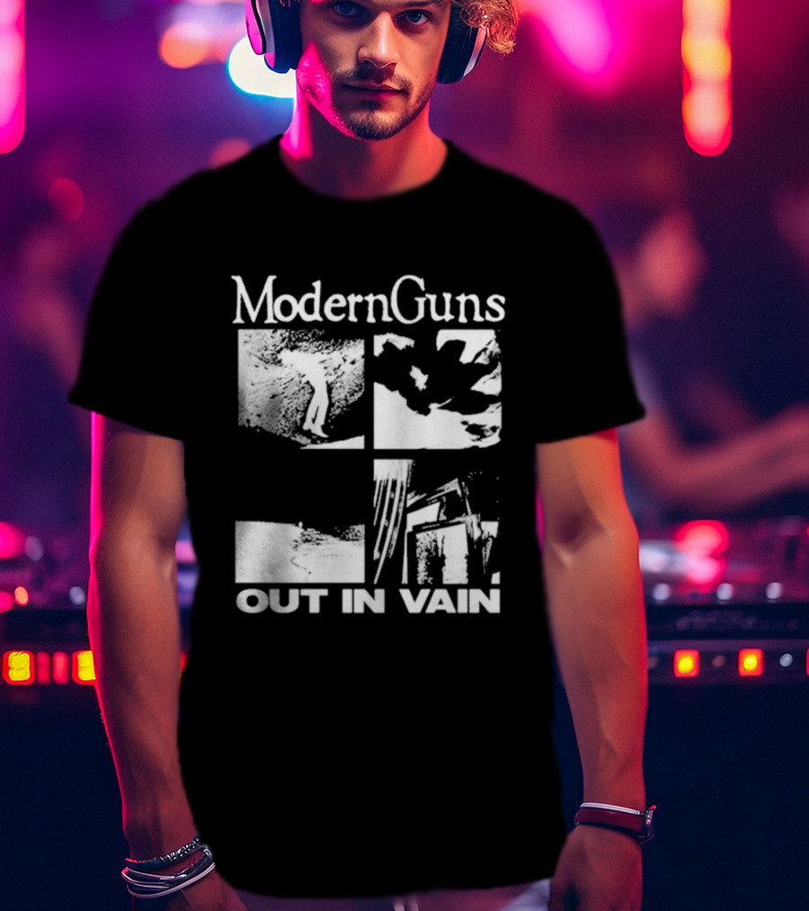Modern Guns Out In Vain Four-Panel Abstract Imagery T-Shirt
