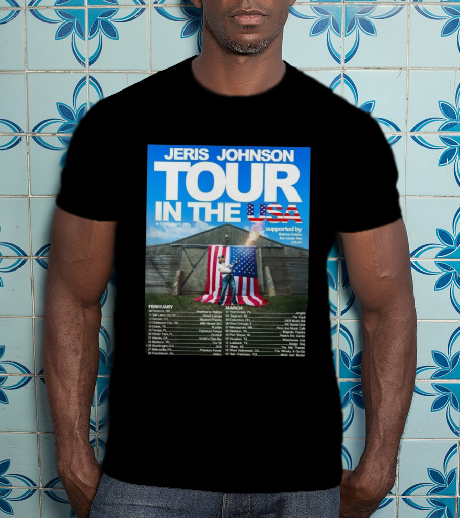 Jeris Johnson Tour In The USA February March 2026 Fireshow Supported By Butcher Babies Bun Under Fire Lylvc T-Shirt