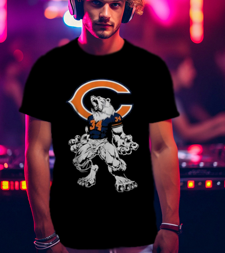 Chicago Bears Mascot Iconic Scream 34 Fan Favorite Football Team Apparel T-Shirt