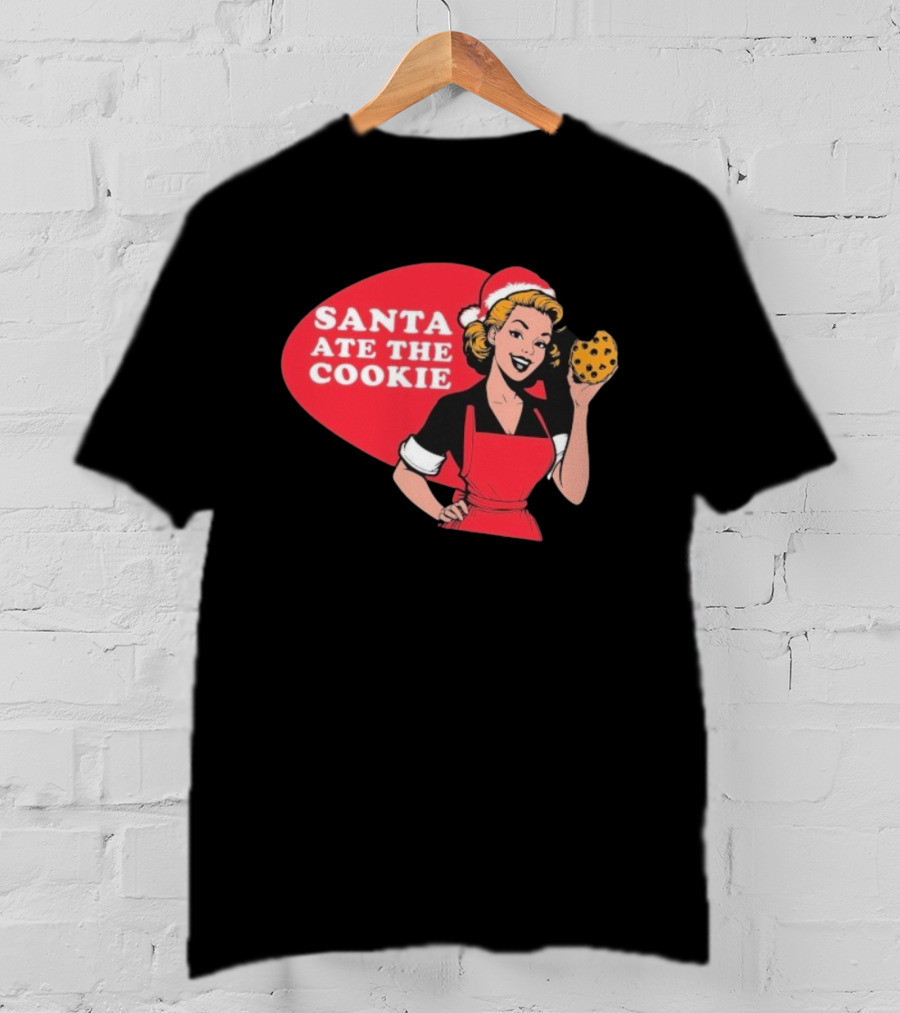 Vintage Santa Ate The Cookie Christmas Retro Humor T-Shirt