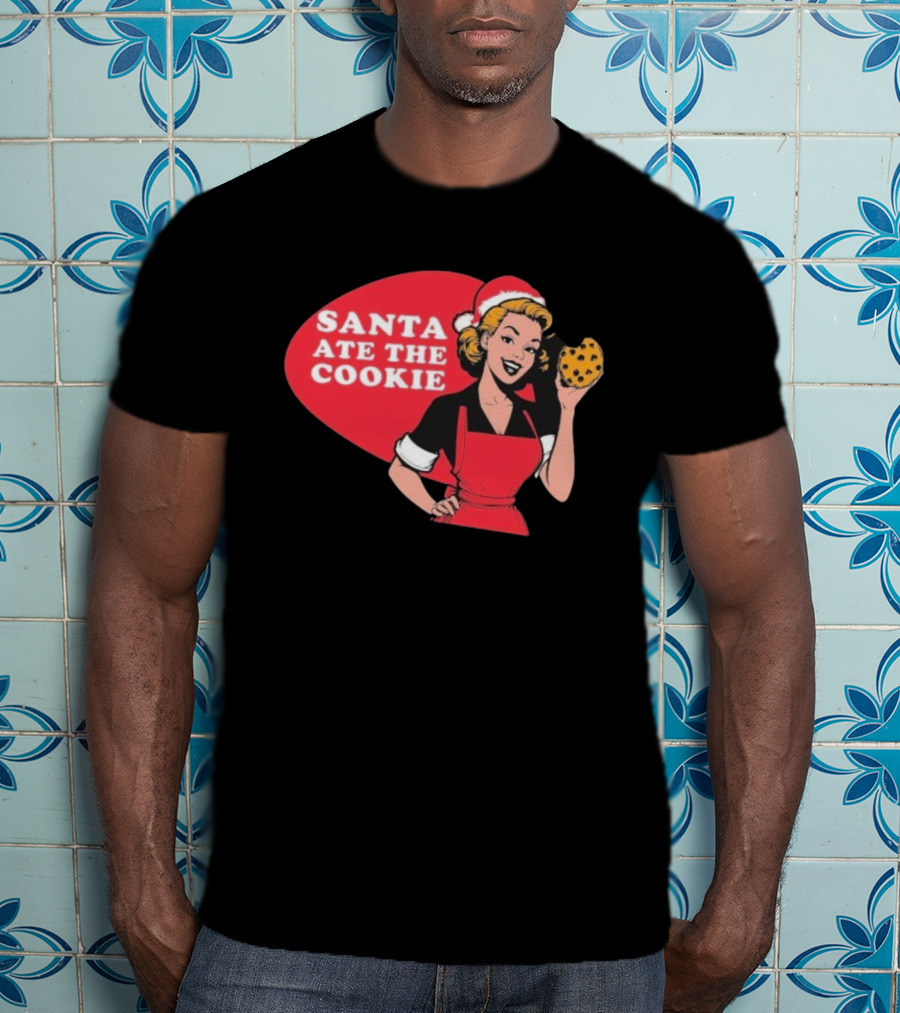 Vintage Santa Ate The Cookie Christmas Retro Humor T-Shirt