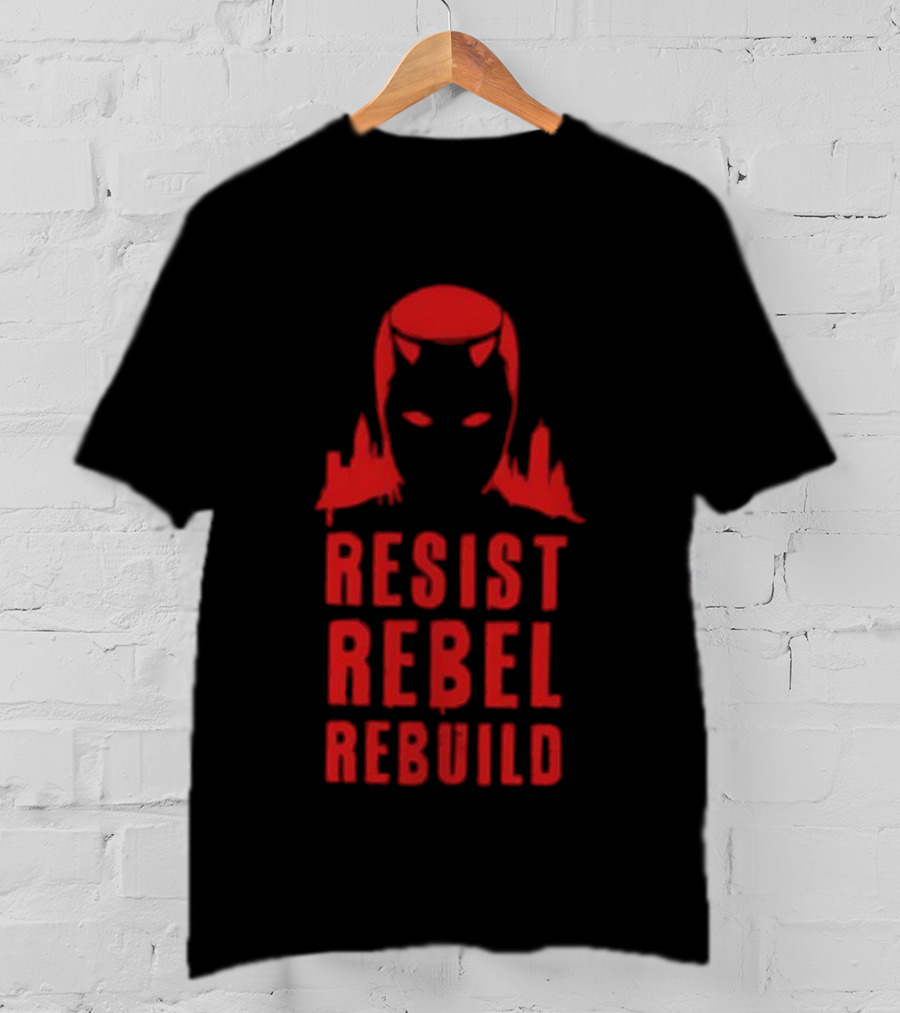 Daredevil Resist Rebel Rebuild Heroic Icon Mask Symbol T-Shirt