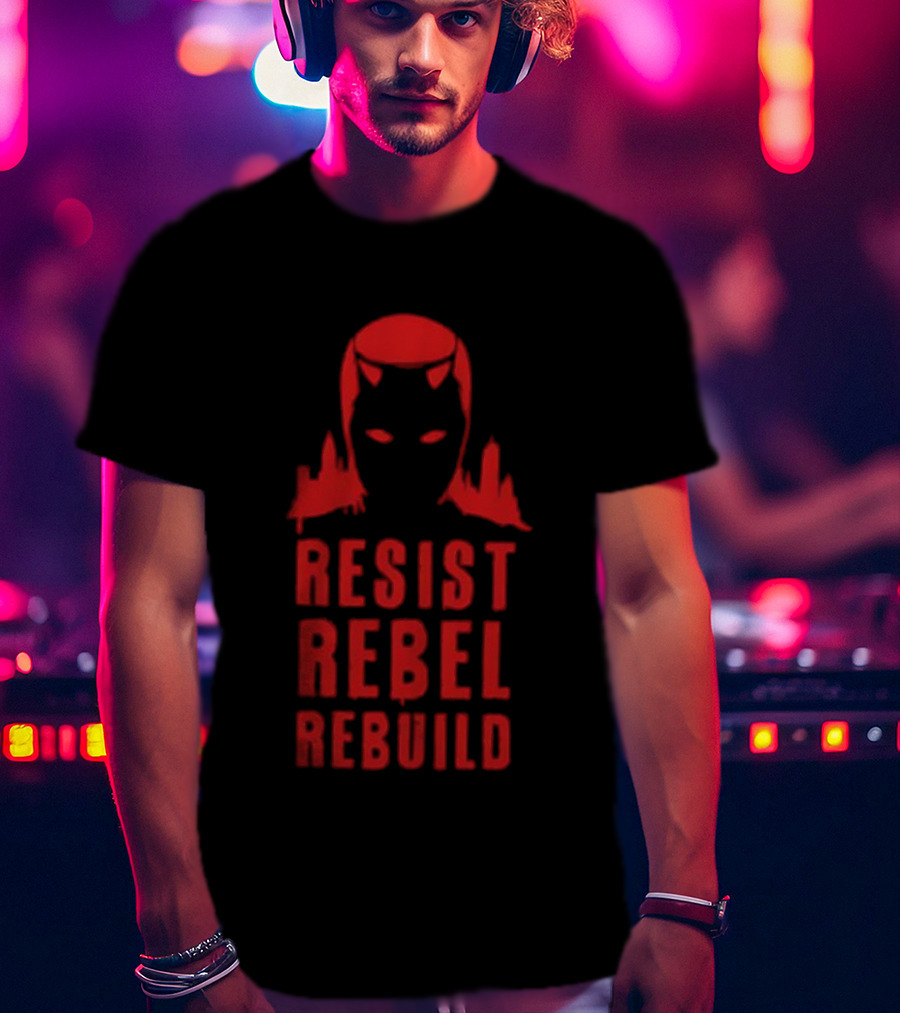 Daredevil Resist Rebel Rebuild Heroic Icon Mask Symbol T-Shirt