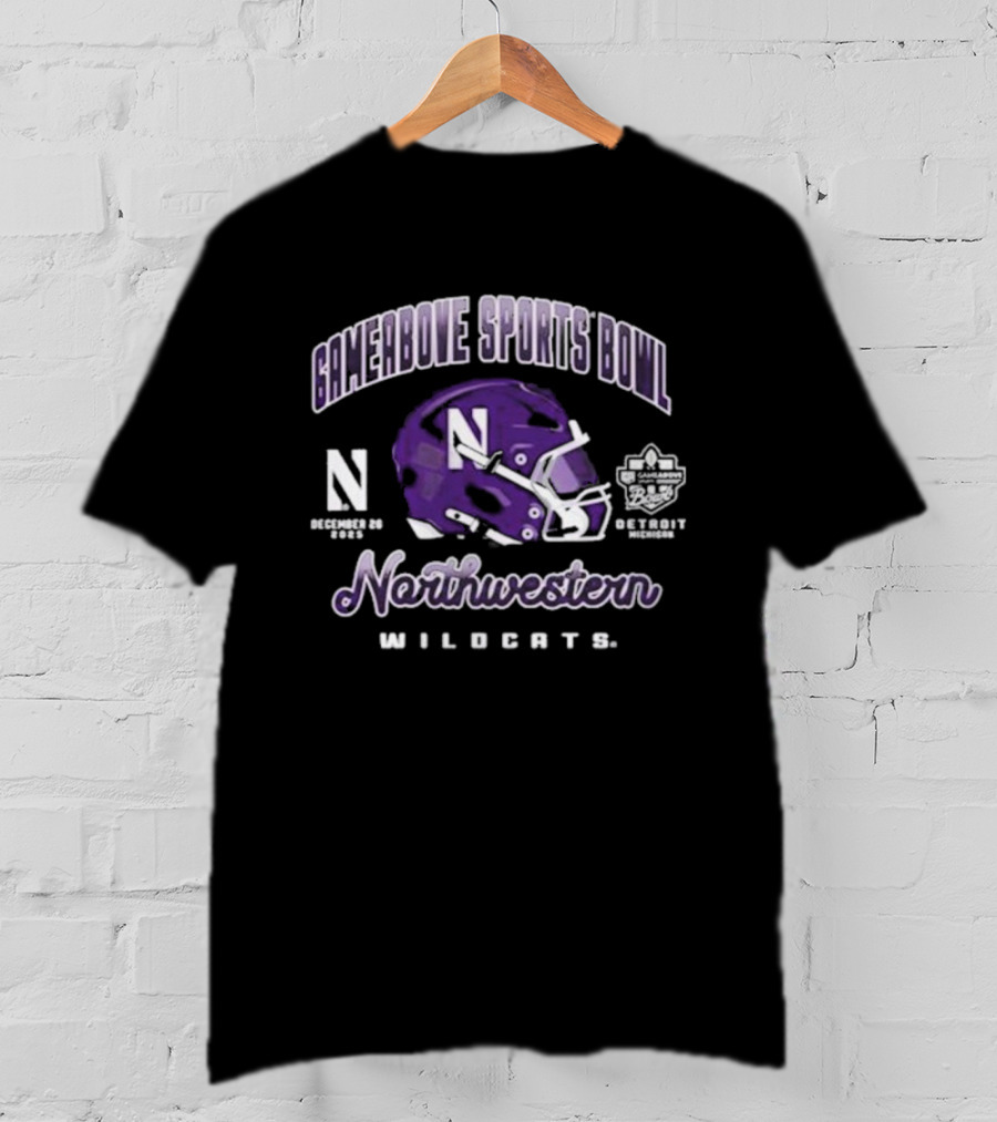 Gameabove Sports Bowl Northwestern Wildcats 2025 Helmet T-Shirt