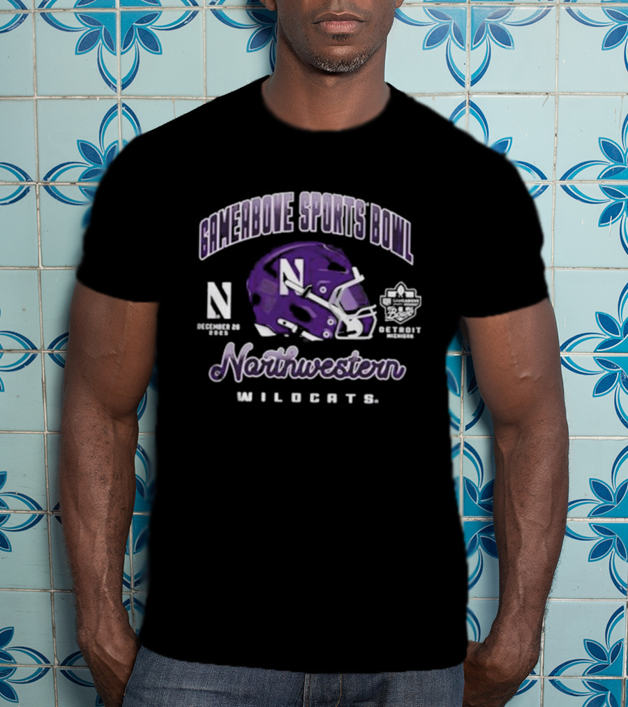 Gameabove Sports Bowl Northwestern Wildcats 2025 Helmet T-Shirt