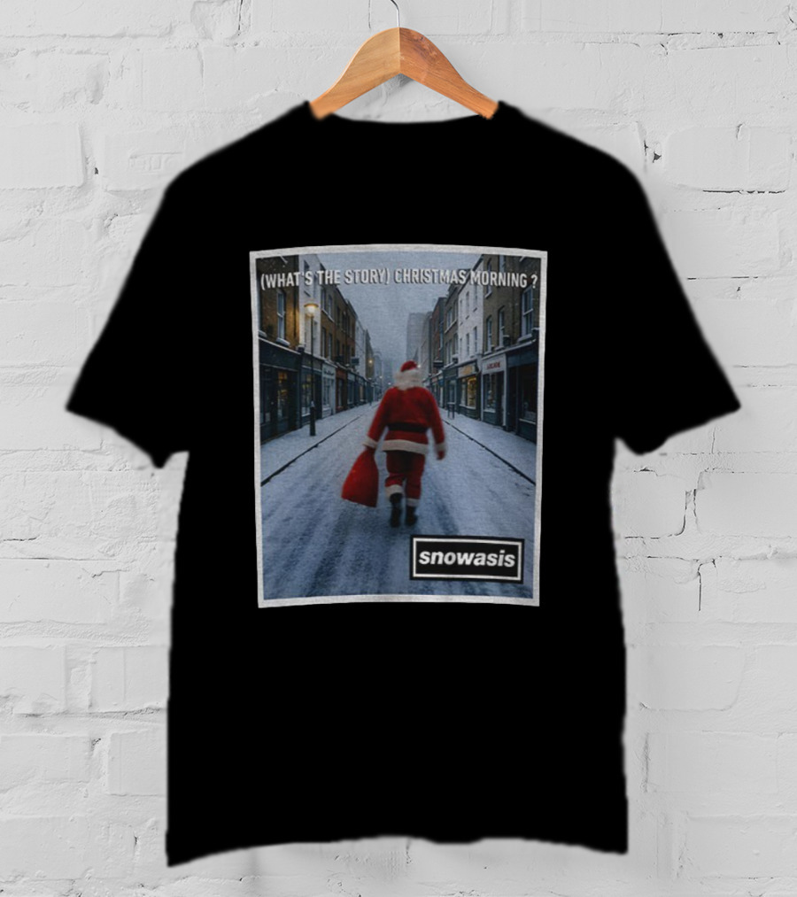(What's The Story) Christmas Morning Snowasis Santa Scene T-Shirt