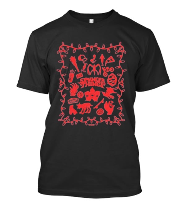 Stranger Things Red Icons Nostalgia 80s Style Lights And Objects T-Shirt